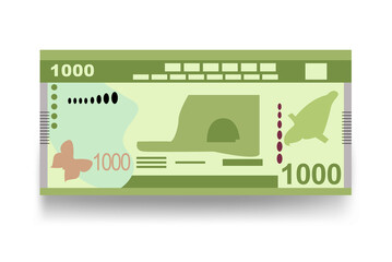 Sri Lanka Rupee Vector Illustration. Sri Lanka money set bundle banknotes. Paper money 1000 Rs. Flat style. Isolated on white background. Simple minimal design.