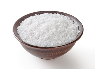 Obraz na płótnie Canvas Sea salt in ceramic bowl isolated on white background with clipping path