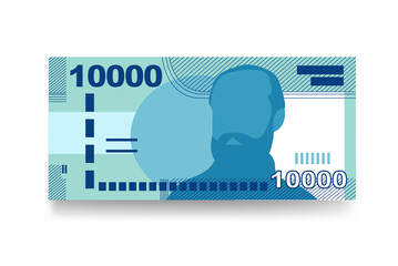 Chilean Peso Vector Illustration. Chile money set bundle banknotes. Paper money 10000 CLP. Flat style. Isolated on white background. Simple minimal design. - obrazy, fototapety, plakaty