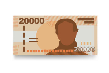 Chilean Peso Vector Illustration. Chile money set bundle banknotes. Paper money 20000 CLP. Flat style. Isolated on white background. Simple minimal design.