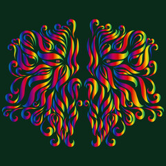 bear head graceful twisted multicolor
rambling and curly lines