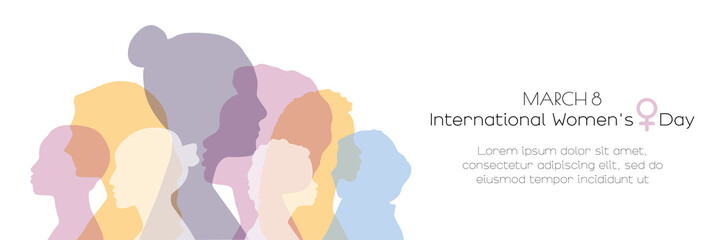 International Women's Day banner. Card with place for text.