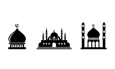 silhouette mosque building logo design