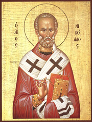 Orthodox icon of St. Nicholas from Romanian Monastery, Neamt county.