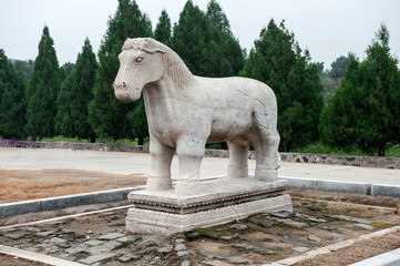 China's largest and most complete ancient architecture imperial mausoleum group - stone statues of...