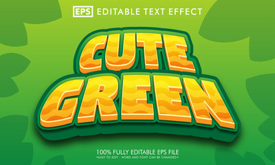 Cute green 3d editable text effect