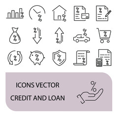 Credit and Loan icons set .Credit and Loan pack symbol vector elements for infographic web