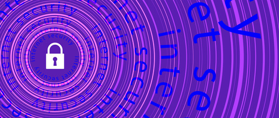 internet digital security technology concept for business background. Lock on circuit board