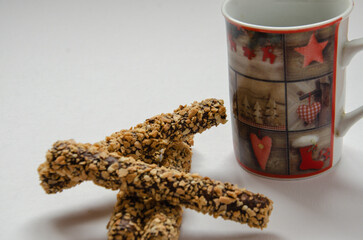 eating breakfast cake with coffee