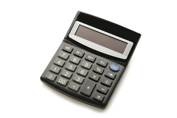 Calculator isolated on white background. Top view.