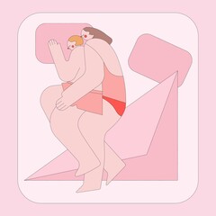 Vector illustration of sleeping people in love