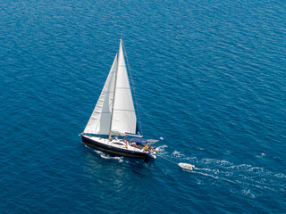 sailing boat on the sea in corfu greece
