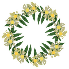 Vector flower wreath composition. Floral frame for greeting, invitation, postcard design.