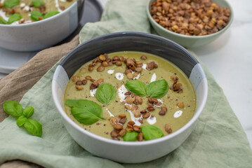 healthy organic home made lentil spinach soup