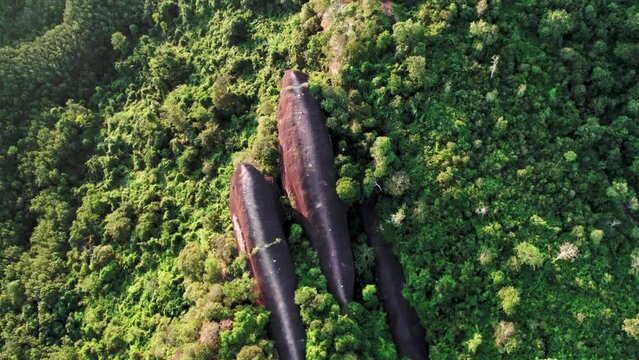The top of a mountain with three large stones arranged like a whale, located in Thailand. Bueng Kan Province
