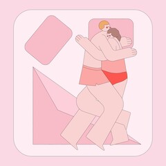Vector illustration of sleeping people in love
