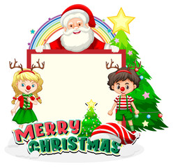 Empty banner in Christmas theme with children