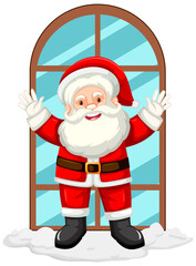 Happy Santa standing by the window