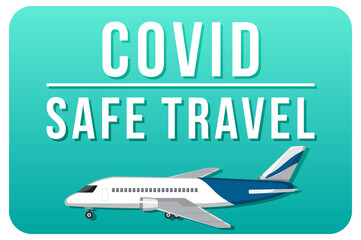 Covid Safe Travel banner with an airplane