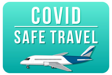 Covid Safe Travel banner with an airplane