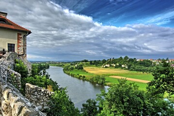 Vistula river seen from Benedictine monastery, Tyniec near Cracow