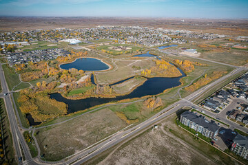 Aerial view of Martensville in central Saskatchewan