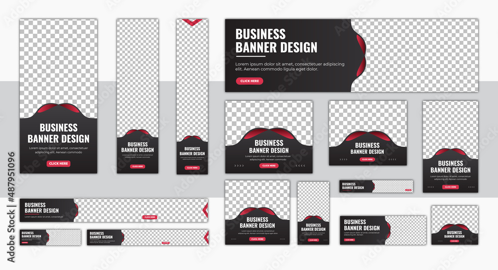 Aufkleber abstract banner design web template set, horizontal header web banner. set of creative web banners o