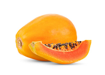 ripe papaya fruit isolated on white background. full depth of field