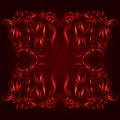 abstract christmas elegant design decorative filigree vintage pattern red color on dark brown background