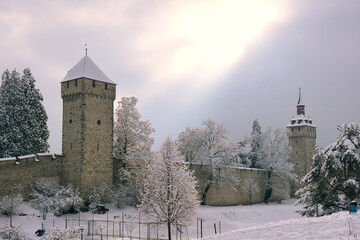 Part of the late medieval city wall of Lucerne (Switzerland), called 