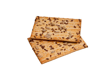 two loaves of bread with seeds isolated on white background