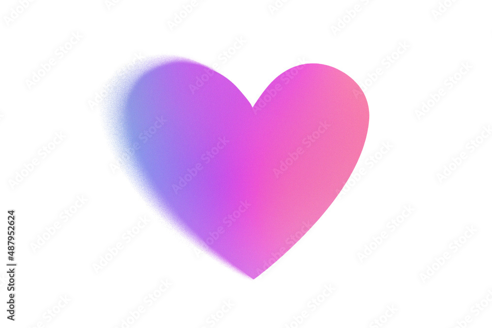 Poster abstract pastel neon holographic blurred grainy heart shaped gradient on white background texture. c