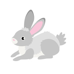 Cute rabbit in cartoon flat style. Isolated vector.