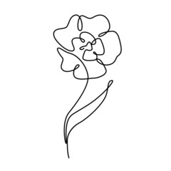 Abstract flower one line drawing. Isolated vector.