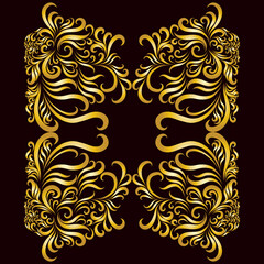 abstract christmas elegant design decorative filigree vintage pattern golden color on dark background