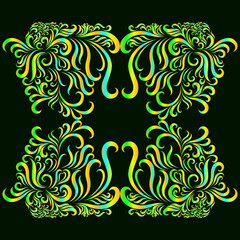 abstract christmas elegant design decorative filigree vintage pattern green color on dark background