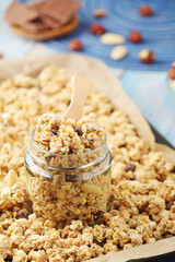 Homemade granola with nuts and chocolate	