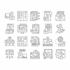 Procurement Process Collection Icons Set Vector .