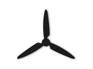 Black isolated airplane propeller silhouette.Vector 