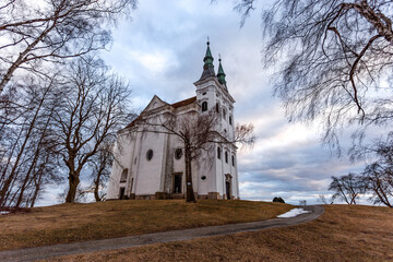 Fototapeta na wymiar Church of Jan Nepomucky near Telc town. Czechia
