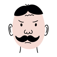 Angry man. Face people in doodle style. Avatar for social network.