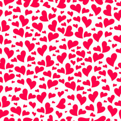 seamless pattern print red hearts on a white background for textile decor