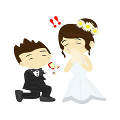 Groom knee to marry with bride,Man holding giving open box with engagement ring to woman,couples marriage,wedding love,celebration,lovers