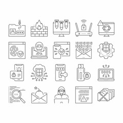 Internet Security Collection Icons Set Vector .