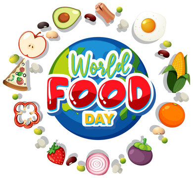 World Food Day logo with healthy food ingredients