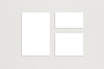 collage template of business card or sheets of paper, on a light gray background