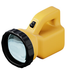 Yellow handheld flashlight high quality 3D render illustration icon. © dmitriylo