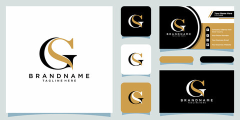 Initial letter GS or SG with business card design - obrazy, fototapety, plakaty