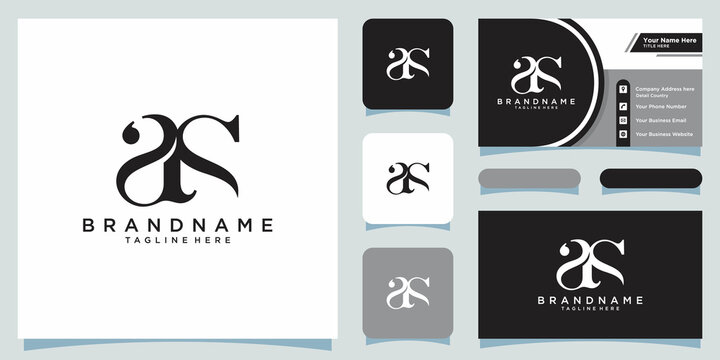 Alphabet letters Initials Monogram logo AS, SA, A and S with business card design