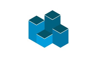 blue cube box vector logo